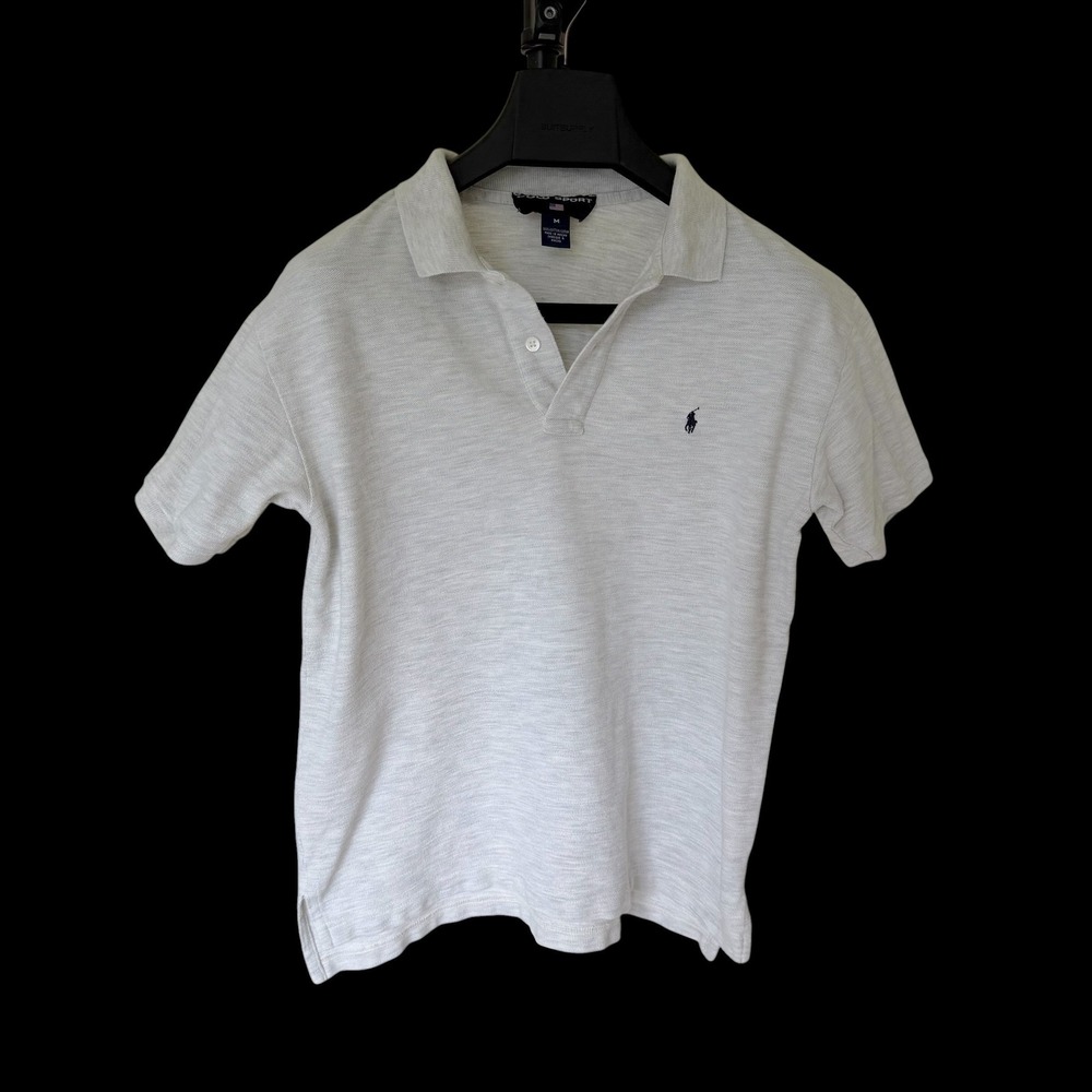 90's Polo Sport Ralph Lauren Gray Short Sleeve Pique Polo Shirt Size M